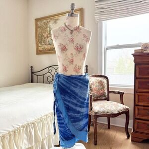 blue wrap skirt  Y2K blue tie dye wrap skirt tiki palm one size